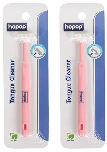Image of Hopop Tongue Cleaner for Baby | Tender Baby Oral Cleaner Toothbrush with Silicone Scraper | Suitable from 6+ Months | 100% Safe Kids Tongue Cleaner | Pack of 2 | Pink