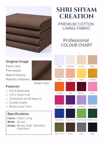 Image of Unstitched Cotton Astar /Lining /Cloth /Kapda Running into Meters for Suit,Sherwani,Kurti,Blouse /Choli,lehanga & Dress Materials(Available in 2,4,6 Meters Variation) (Coffee, 4 Meter)