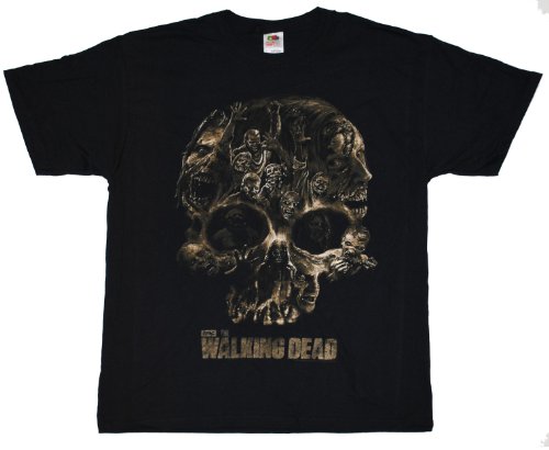 Gerlernt The Walking Dead Walker Skull Adult Black T shirt