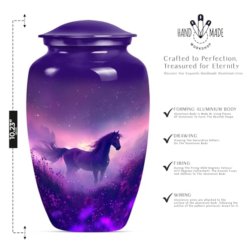 Image of Horse Urn for Ashes - Large 10 Inch Cremation Urns for Human Ashes Adult Male - Memorial Urns for Adult Mom - Decorative Ash Holders - 10 inch & 3 inch Pack of 3