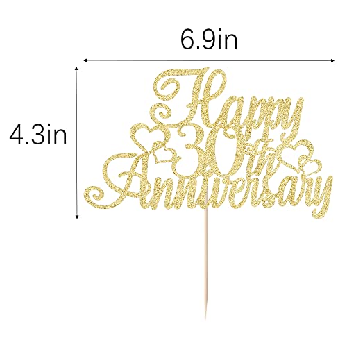 Arokippry Happy 30Th Anniversary Cake Topper，For 30Th Wedding Anniversary / 30Th Anniversary Party，Birthday Party Decorations Golden Flash (30) #TOP1