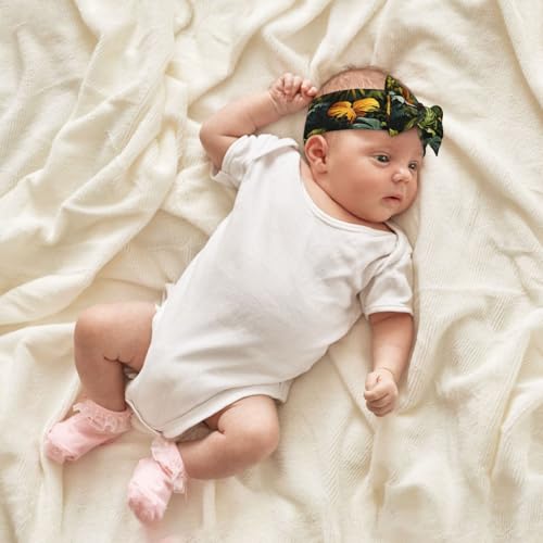 Tropical Rainforest Palm Leaves Baby Bow Headband. Comfortable baby headband, suitable for daily wear and photo props.4