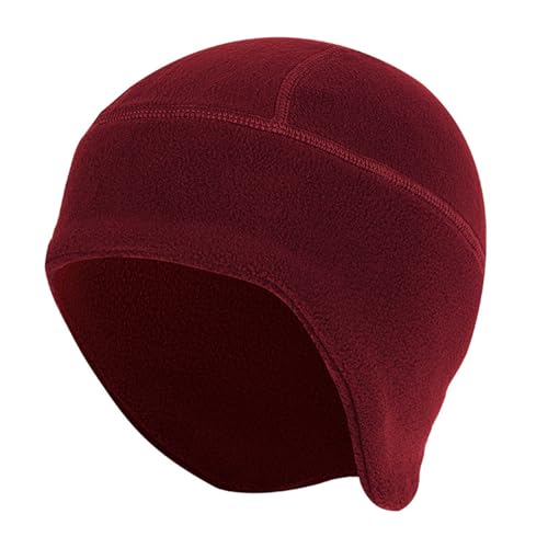 Dsgzkk Hat,Winter Skull Hat for Outdoor Sports Ear Muff Windproof Hiking Skiing Headwear Thickened Fleece Hat Wine Red
