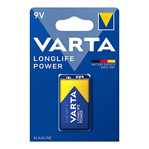 Pila alcalina 9V 6LR61 Longlife Power, Dimensiones 26,5x17,5x48,5mm, Ideal para Dispositivos electrónicos y Juguetes.