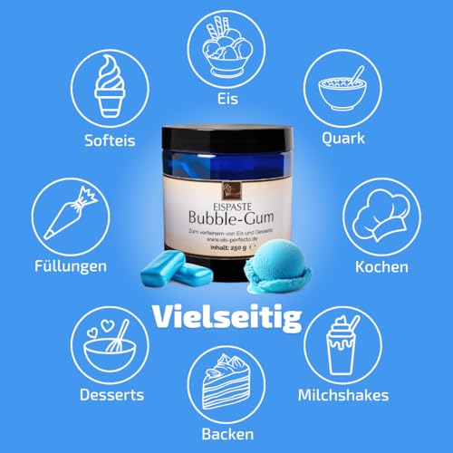 Bubble Gum Eispaste Aroma Variegatos Eis Desserts Pralinen Zum Verfeinern von leckerem Eis Getränke Kuchen Kekse Tortencremes Eiscremes uvm. Inhalt 250 g – Bild 5