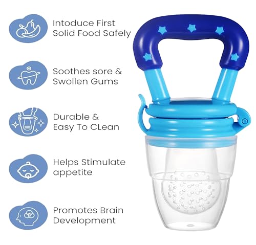 Image of Baby Skin Care Powder Talcum Puff Case Cum Container Box With Fruit Feeder Nibbler Teether For Babies /Kids /Toddler /New Born BPA Free (PATTERN 51)