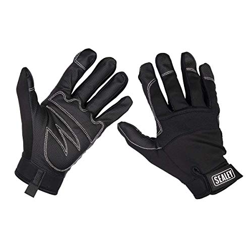 Sealey MG798L Light Palm Tactouch Mechanic's Gloves, Black, Large