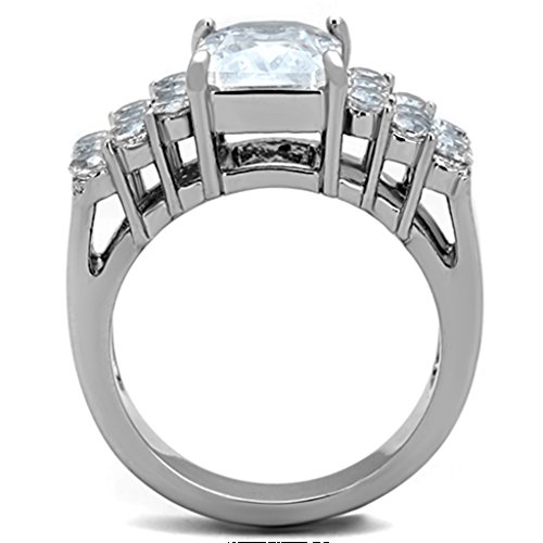Marimor Jewelry Women's Stainless Steel 316 Radiant Cut 4.57 Carat Zirconia Engagement Ring3