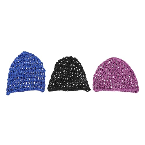 VERDANVERSE 3 Piezas Gorro de Crochet para Dormir Mujer Malla Ligera y Elástica para Cuidado Capilar para Verano y Diario Azul Negro