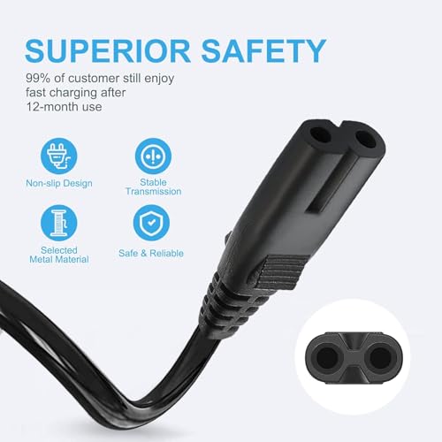 Image of 8FT 2 Prong TV Power Cable Cord for TCL Roku Smart LED LCD HD 24 inch 32 inch 40 inch 42 inch 43 inch 48 inch 50 inch 55 inch 60 inch 65 inch 75 inch 85 inch Inch TV- TCL Roku TVs 55s405 43s425 50s425 AC Power Cable Longer Plug Cord Replacement