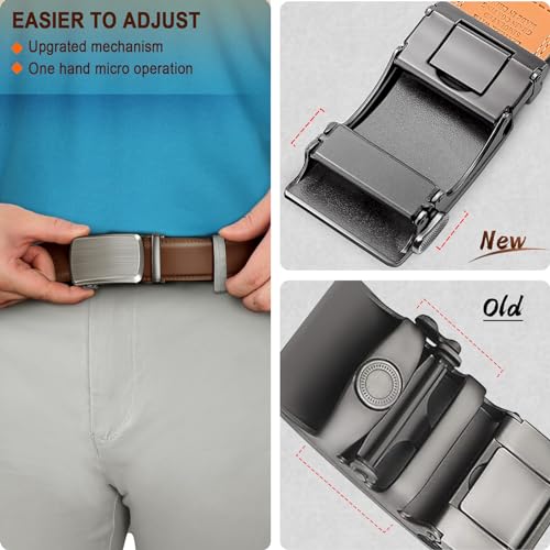 BULLIANT Men Belts 2 Pack,Ratchet Sliding Belt Adjustable For Gift Mens Dress Casual 1 3/8",Cut for Fit4