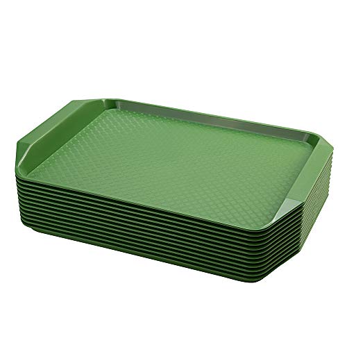 Eslite Plastic Fast Food Serving Tray,16.95 by 11.82-Inch,Set of 12 (Green)