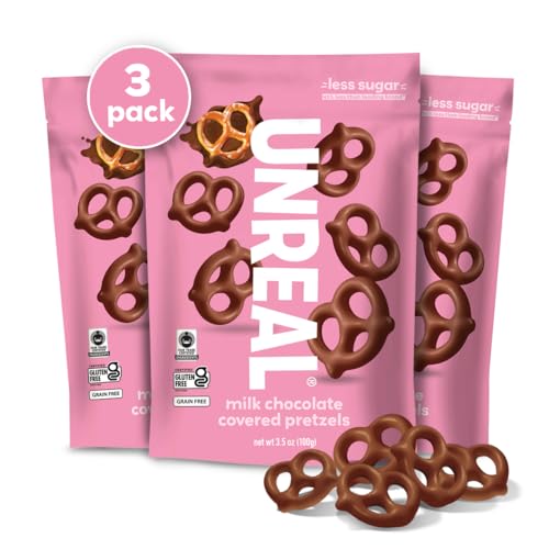 UNREAL Milk Chocolate Covered Pretzels, 7g Sugar, Chocolate Candy Treat