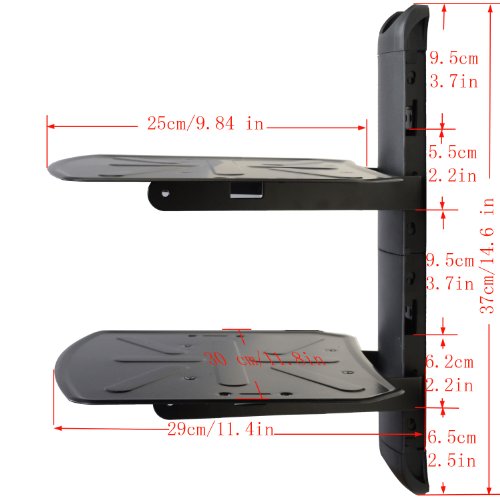 VideoSecu 2 Shelf DVD DVR VCR Wall Mount Bracket Component Shelf for DVD Player DDS Receiver Video Audio Cable Box MDVD04B WP6 - Thumbnail 3
