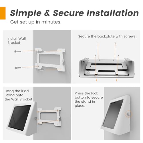 Image of Heavy Duty iPad Stand & Wall Mount 2-in-1, All-Steel with Lock & Key, 20 Tilt - Compatible with iPad 10th (10.9 inch), Pro 11 inch, Air 4 /5 (10.9 inch), Air 11 inch(M2 /M3 /M4), iPad 11 inch(A16)