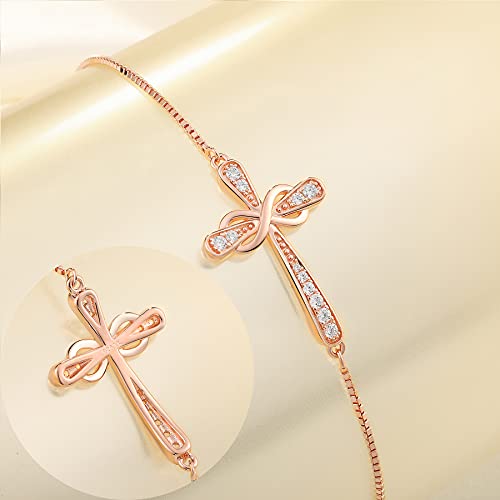YL Cross Bracelet 925 Sterling Silver Infinity Sideways Link Bracelet Birthstone Jewelry for Women4
