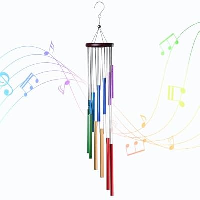 Outdoor Colorful Wind Chimes for Outside with 12 Aluminum Tubes for Garden Patio Balcony and Home Decor