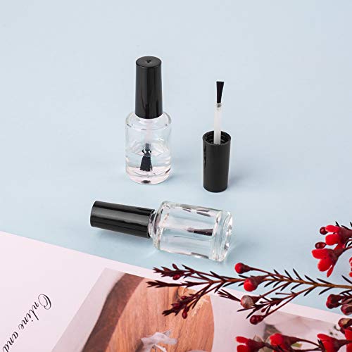 GTHER 20PCS Empty Nail Polish Bottles, Clear Glass Refillable Bottles Container with Brush Cap & Funnel & Mixing Balls for Nail Art (15ML)2
