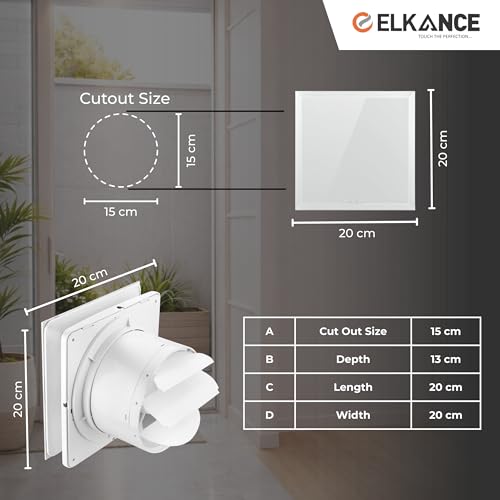 Image of Dazzle 150mm (6 Inches) Axial Exhaust Fan | BLDC Motor | 7W, 2400 RPM | Premium Lacquered Glass Panel - Stylish Ventilation for Office, Kitchen & Bathroom | (White)