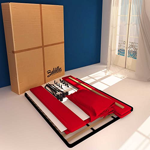 Baldiflex Einzelbett mit Stauraum, Modell Licia Soft aus Kunstleder, Lattenrost, für Einzelbetten, 180 x 200 cm, fein gepolstertes Kopfteil, Farbe Rot – Bild 7