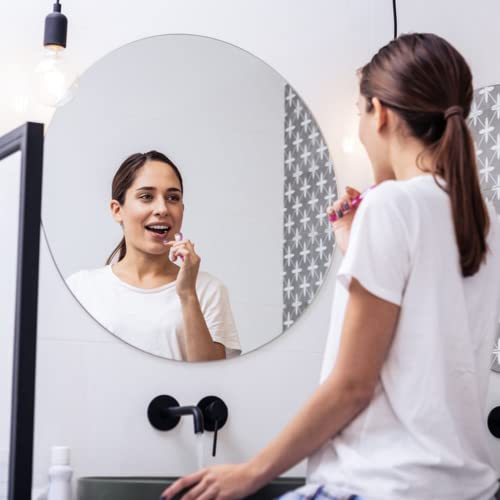 Junebrushs Round Mirror, 16 Inch Round Wall Mirror Fogless Shatterproof Bathroom Circle Acrylic Mirror Unbreakable Frameless Wall-Mounted Mirrors For Wall Living Room Bedroom Home Decor #TOP4