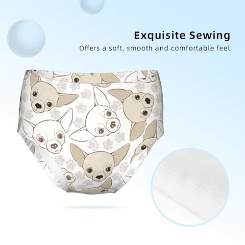 Chihuahua-Dog And Paw Print Girls' Underwear Soft Cotton Little Girls Panties Comfort Briefs3