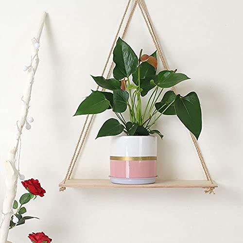 2 Pezzi Mensola in Legno con Corda di Corda da