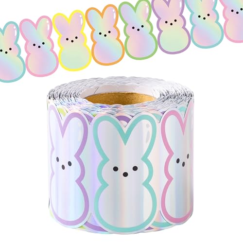 Image of BeYumi Bunny Holographic Border Trim - 65ft Back to School Bunny Straight Rolled Border Trim Iridescent Rabbit Bulletin Board Set School Classroom Office Chalkboard Door Springtime Party Decoration