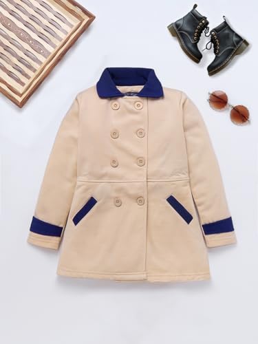 Image of Naughty Ninos Girl's Fleece Hip Length Light Peach Double Breasted Pea Coat