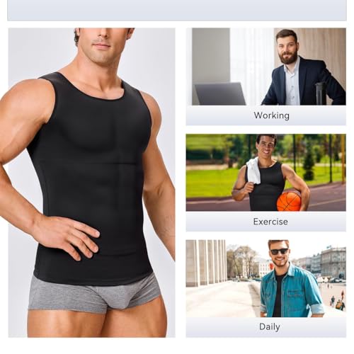 Tone Tec Compression Shirt, Mens Compression Shirt, Compression Tank, Men's Seamless Body Shaper Vest Tummy Tightening 6