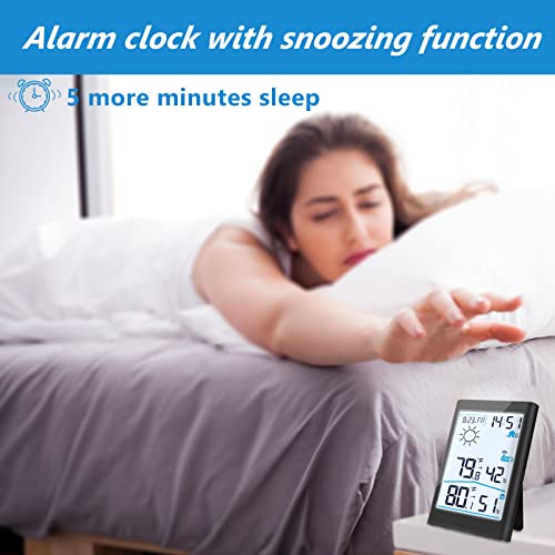 Thermometer And Hygrometer, Wireless Weather Station, Accurate Indoor Outdoor Temperature Meter Gauge And Humidity Monitor, With Weather Forecast, External Sensor, Alarm Clock, Calendar And Backlight #TOP5