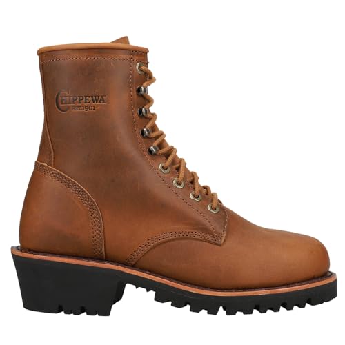 Chippewa Mens Classic 2.0 8 Inch Limited Edition Steel Toe Logger Lace Up Work/Duty - Brown