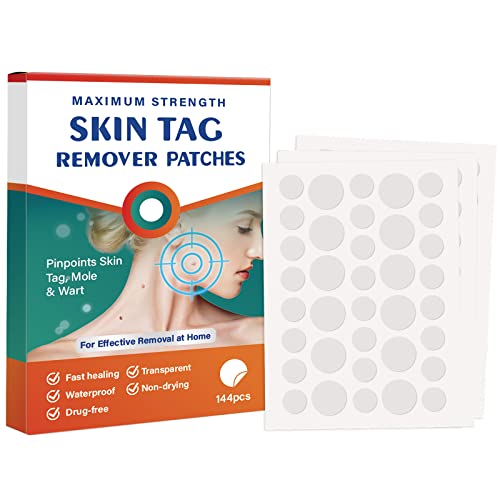 Skin Tag Remover Patches Hydrocolloid Skin Tag Removal Kit Mole and Wart Remover Transparent Waterproof Fast Healing Cover Stickers for All Skin Types 144 Count