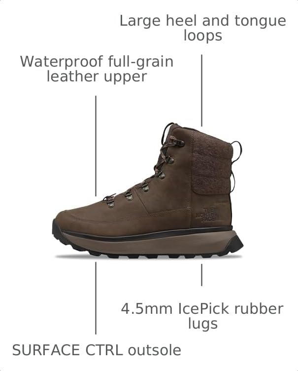 Image of THE NORTH FACE Men's Bergen Leather Waterproof Hiking Boot | Insulated Snow Boot With 4.5mm Lugs