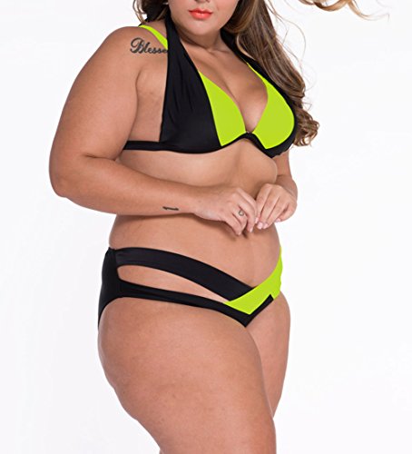 Usme Womens Cross Double Colored Padded Push Up Halter Bikini Swimsuit