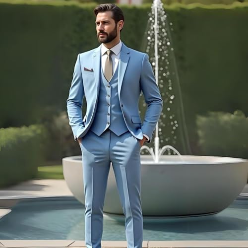 Mens Suits 3 Piece Suit Men Slim Fit Wedding Prom Suits Notch Lapel Two Button Blazer Jacket Vest Pants Set2