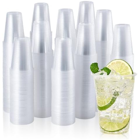 Vplus 2000 Pack 9 OZ Clear Plastic Cups, Disposable Plastic Cups, 9 Ounce Cold Party Drinking Cups for Wedding Thanksgiving Christmas Party Cover