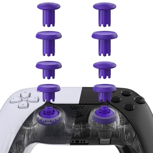 Image of eXtremeRate ThumbsGear V3 Interchangeable Ergonomic Thumbsticks for PS5 Controller, Replacement Analog Thumb Sticks for PS4 Controller - 4 Height Adjustable Convex & Concave Grip Joysticks - Purple