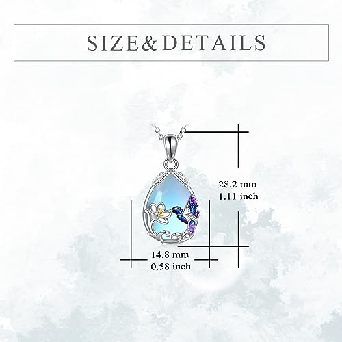 YFN Hummingbird Necklace for Women S925 Sterling Silver Blue Purple Hummingbird Pendant Necklace Hummingbirds Flower Jewelry Charm Memorial Mothers Day Gifts4