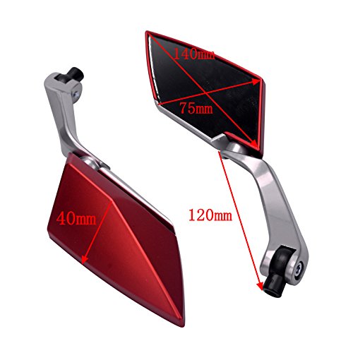 Frenshion Universal Rearview Mirror 8/10mm Diamond Motorcycle Rearview Mirrors For Street Bike Sport Bike Scooter Cruiser Black Black