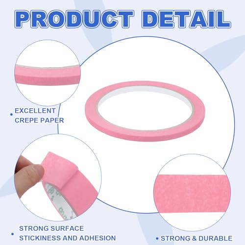 Image of MECCANIXITY Masking Tape 0.2 Inch x 21 Yard Painter's Tape Pink Paint Tapes for DIY Crafts Arts Drawing Decoration Labeling Car Painting Artist Teachers, Pack of 6