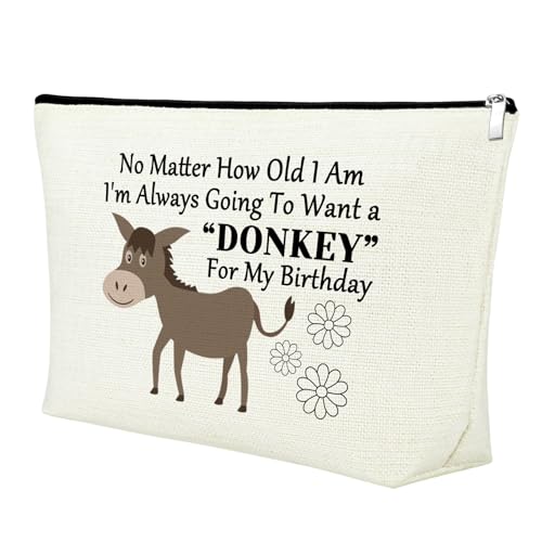 Mxrymvu Donkey Themed Gifts Makeup Bag Crazy Donkey Lady Gift Cosmetic Bag Donkeys Gifts for Women Zipper Pouch Animal Lover Gift for Her Funny Birthday Present Travel Pouch