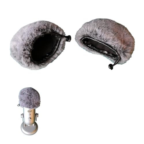 2 PCS Microphone Cover Professional Windscreen Muff Microphone Windscreen Furry Mic Wind Cover with Adjustable Rope for Microphone Noise Reduction Accessory
