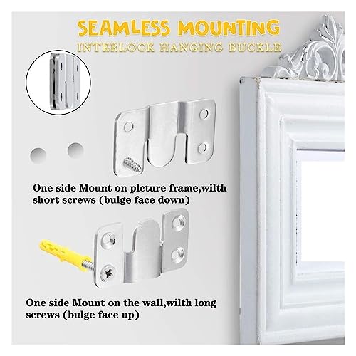 Image of Stainless Steel Interlock Hanging Buckle Flush Mount Bracket Furniture Connector Wall Picture Frame Hanger Display Hooks (Color : Silver, Size : Small)