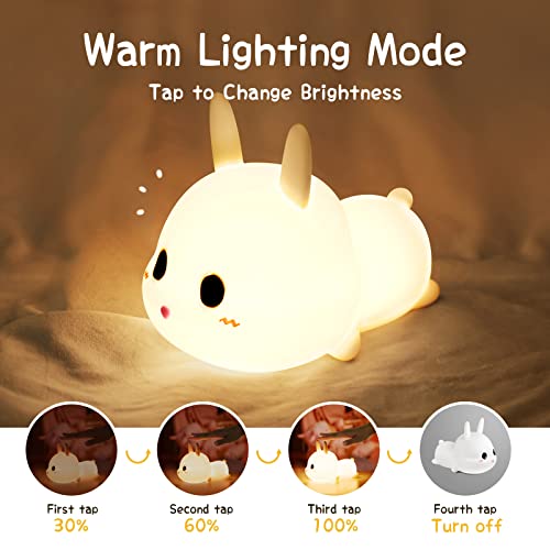 OUILA Luce Notturna Neonato, Luce Notturna Bambini con Timer 7 Multicolori LED Coniglio Lampada Notturna Silicone Luci Notturne USB Cameretta Bambina Regalo Neonato - Image 3