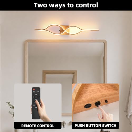 Image of Battery Operated Wall Sconces Set of 2, Wood 31.4'' LED Dimmable Wall Sconce with Remote Control, Adjustable Color Temperature Brightness for Living Room Bedroom and Hallway USB Rechargeable Lighting