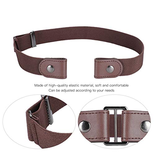 3 Set Elastic Belt, 70cm Stretch Waistband Adjustable Belt with Metal Buckle for Men Women Pregnant Elderly Special Needs (Brown)4