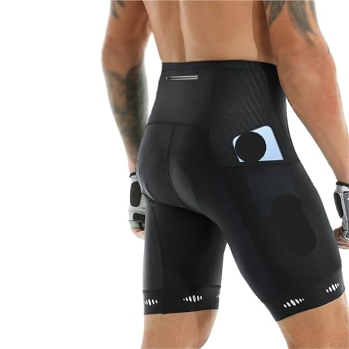 Pantalones Cortos Ciclismo Pantalones Cortos de Ciclismo for Hombre con Bolsillo Trasero y Acolchado de Gel 5D for Ciclismo de montaña y Carretera. Mallas Cortas. para Deportes Ciclismo(Black,L)