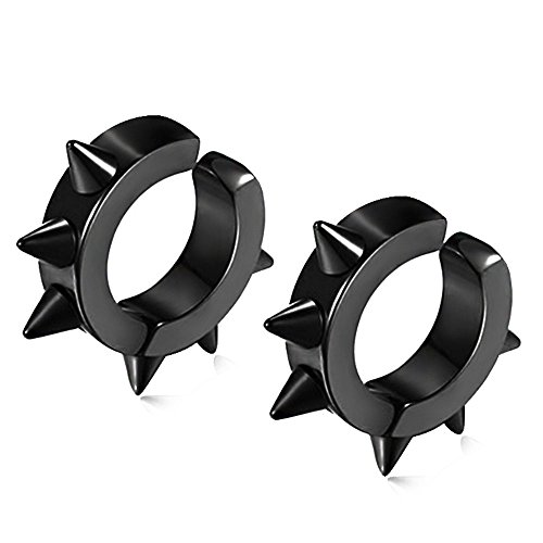 Men Women Jewelry Stainless Steel Clip On Earrings Hoop Spike Punk Earring Huggie Non-Piercing