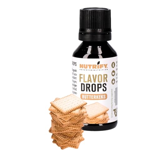 NUTRIFY Flavour Drops Butterkeks 5 x 30ml VORTEILSPACK Aromatropfen ohne Kalorien, Geschmackstropfen für Lebensmittel & Getränke, zuckerfrei, fettfrei, vegan, ohne künstliche Farbstoffe